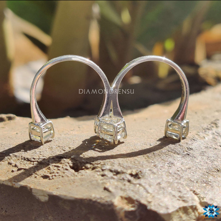 Handmade jewelry with dual band and marquise stone.