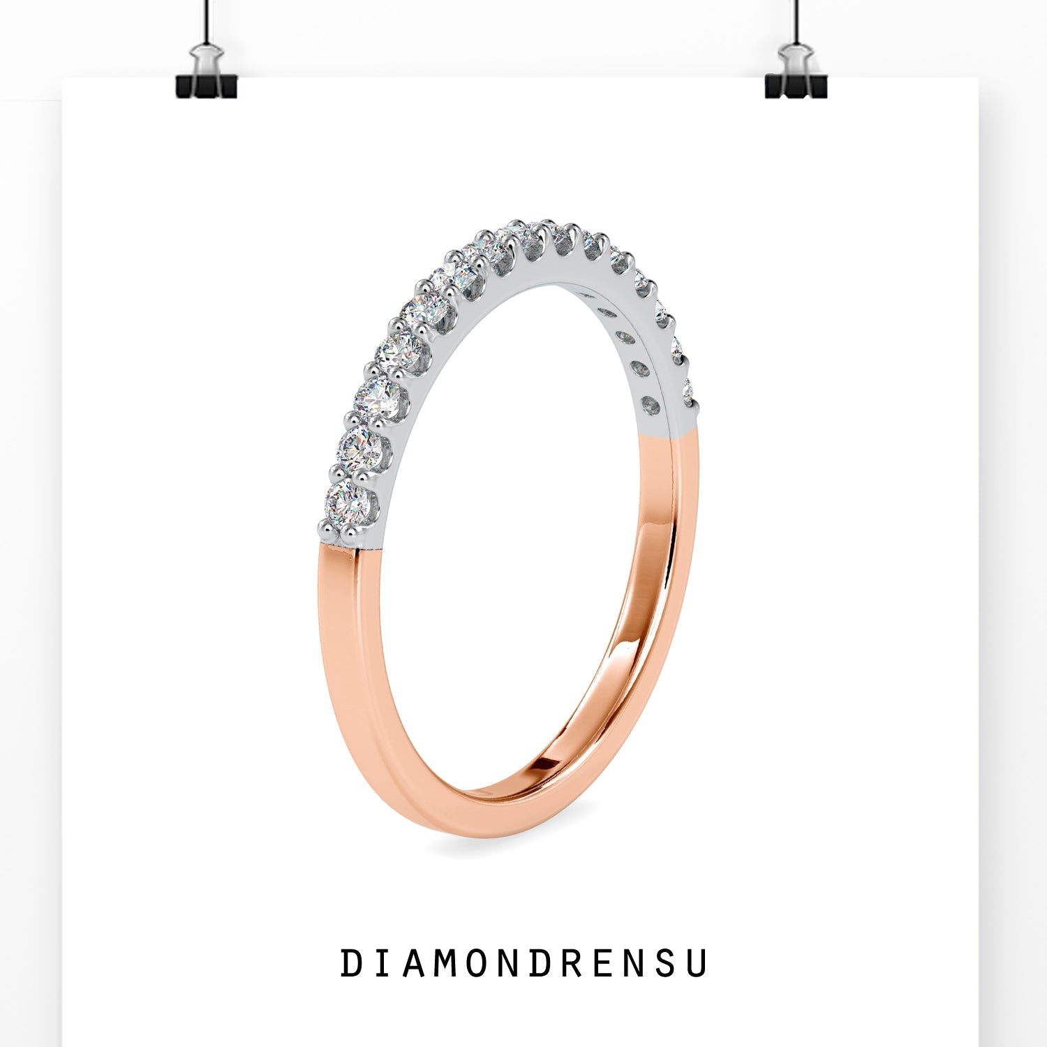 Handmade jewellery featuring gold half eternity band.