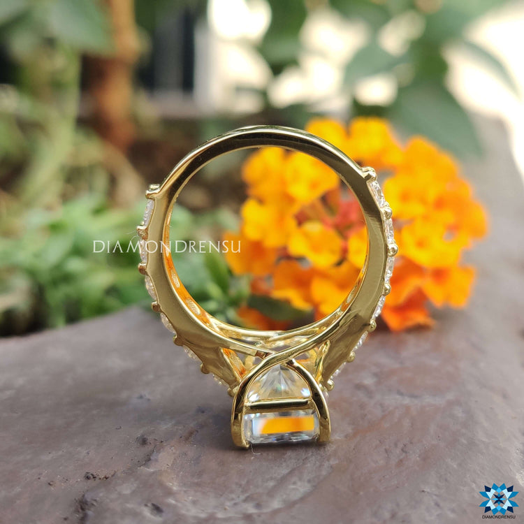 Custom yellow gold ring with pave setting.