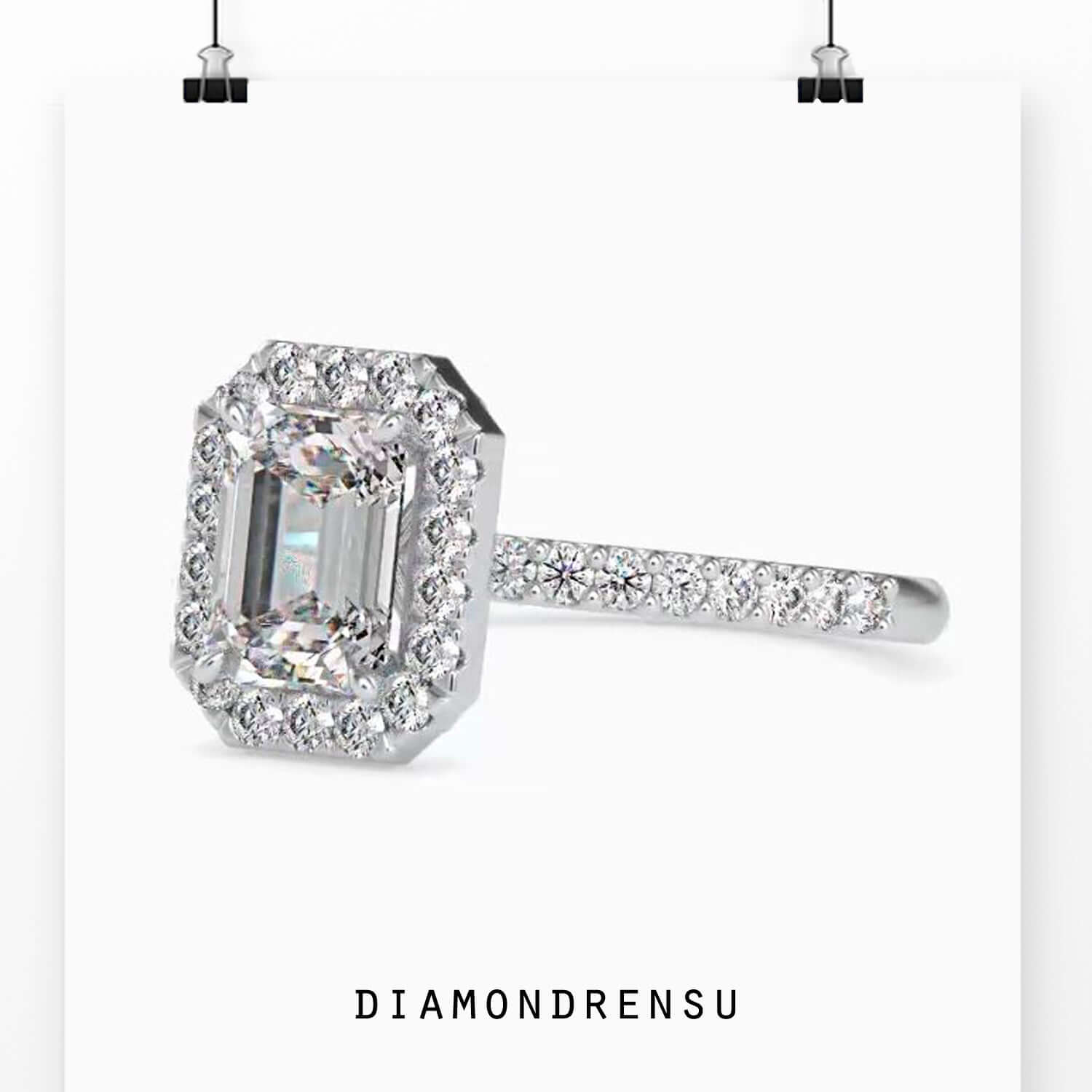 UK diamond ring with handmade halo and pave setting.