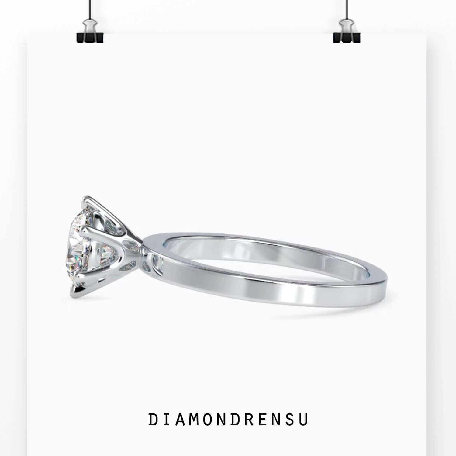 Diamondrensu UK engagement ring with round solitaire diamond.