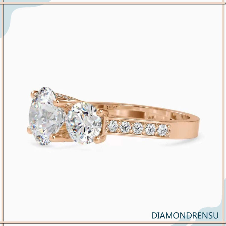 Buy diamond ring in UK with 3 stone setting and prongs.