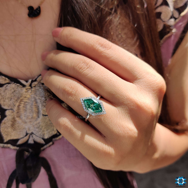 Handmade marquise cut engagement ring.