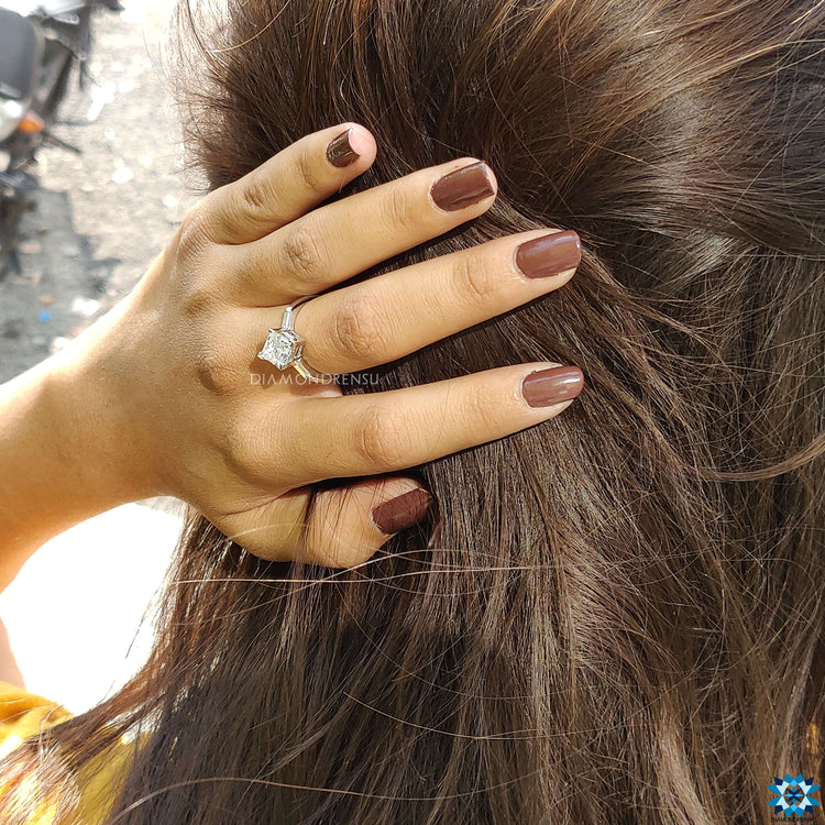 Buy custom lozenge cut moissanite engagement ring.