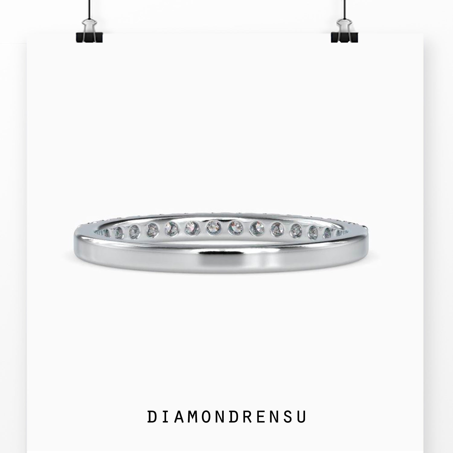 Round diamond half eternity band in UK finish.