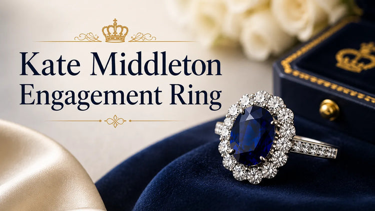 Kate Middleton engagement ring with blue sapphire halo design