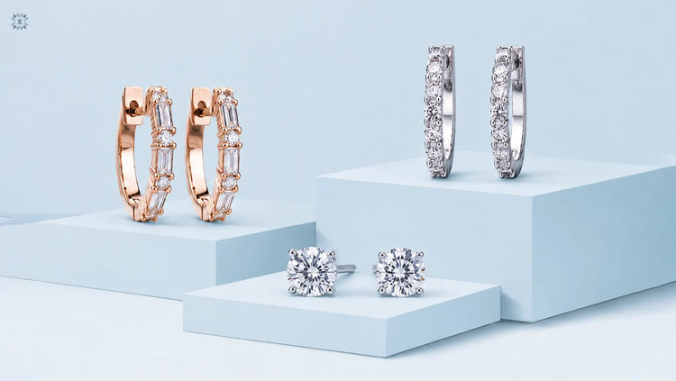 Lab grown diamond stud and hoop earrings collection
