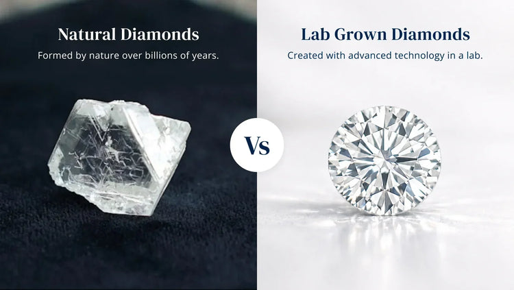 Natural diamonds compared with lab grown diamonds side by side