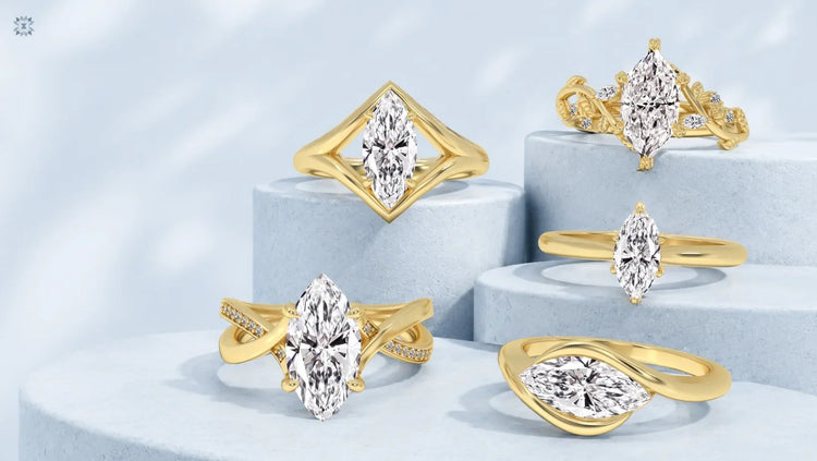 Five unique marquise engagement rings with modern and vintage settings