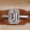 emerald cut halo engagement ring