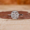 Halo Diamond Ring with cushion cut diamond ring
