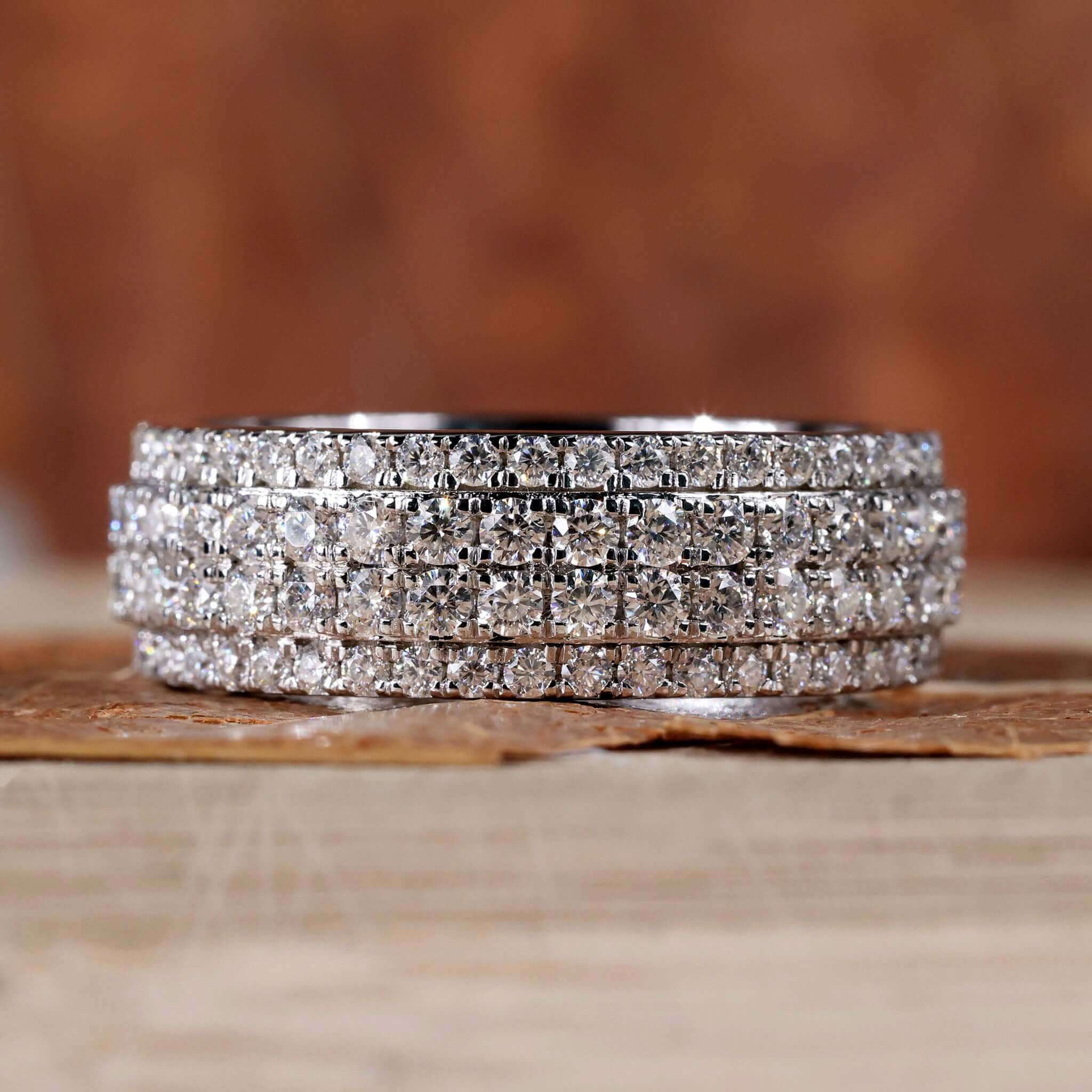 Mens Engagement Ring featuring a round brilliant cut diamond in a classic pave setting, perfect for modern style.