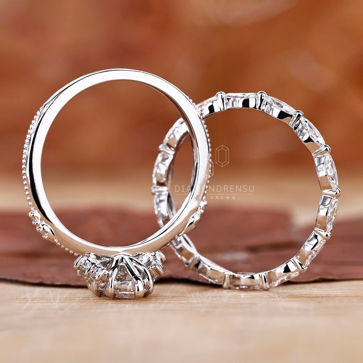 Handmade jewellery from Diamondrensu UK with marquise diamond ring.
