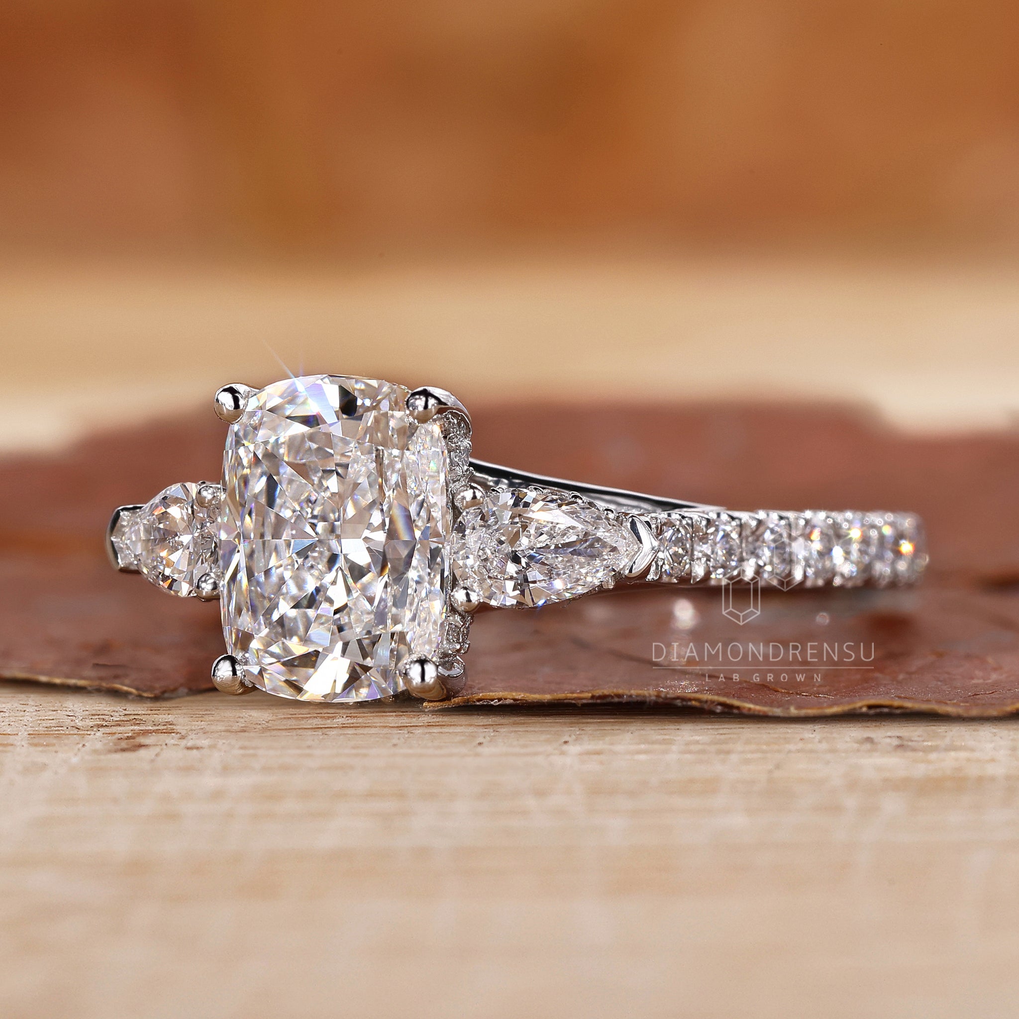 Trellis setting ring on white gold ring

