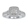 Round Double Halo Engagement Ring with a bridge accent for added elegance.