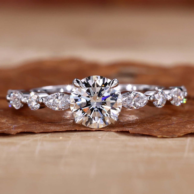 Elegant round diamond ring showcased with a brilliant sparkle.