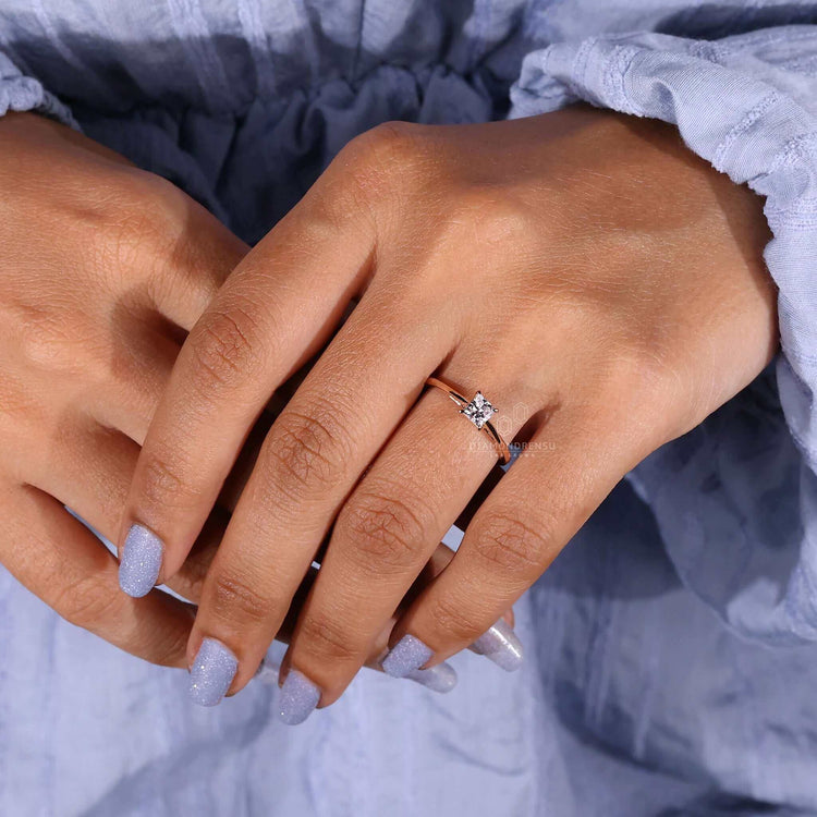 Minimalist princess cut ring perfect for a modern engagement.