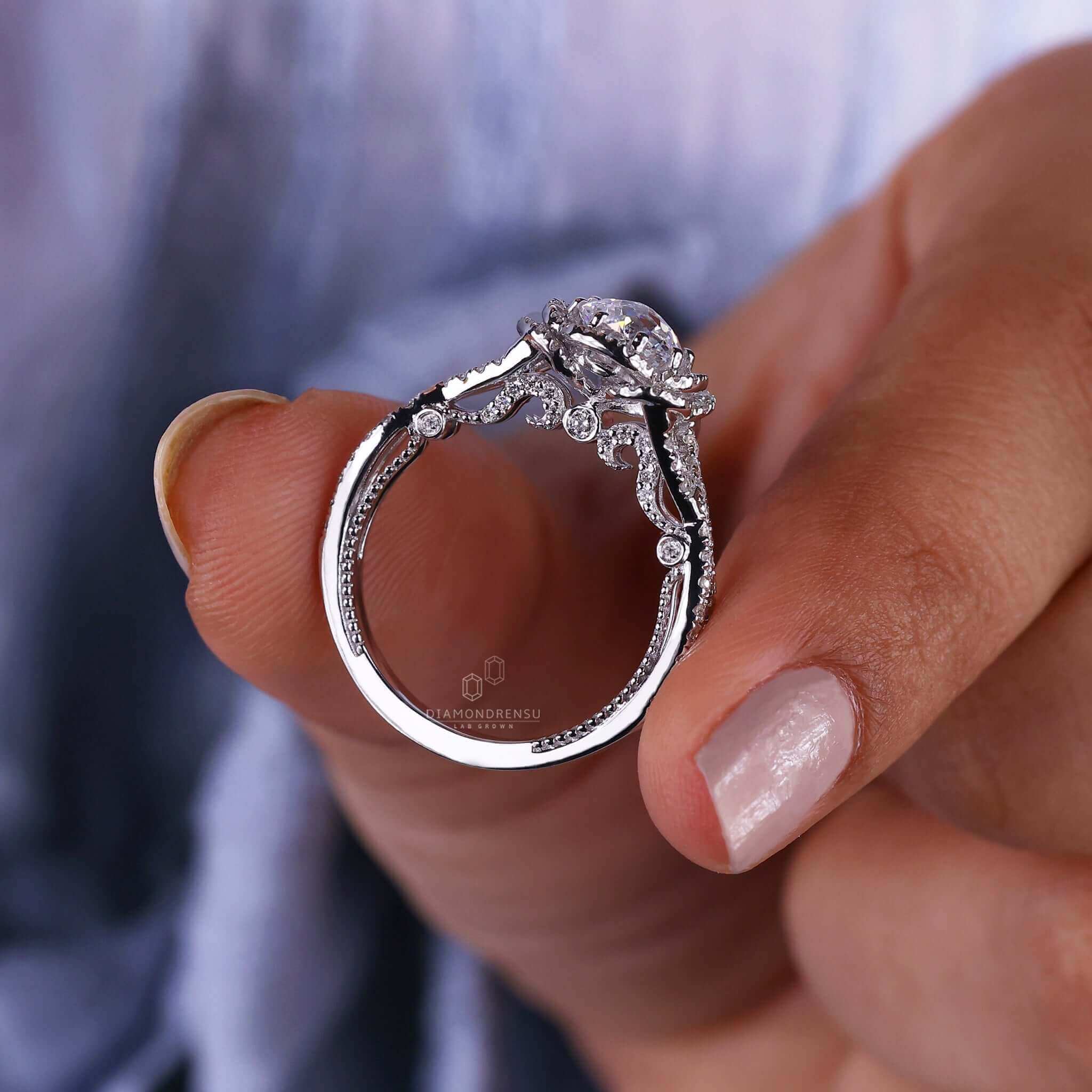 lab created diamond engagement ring