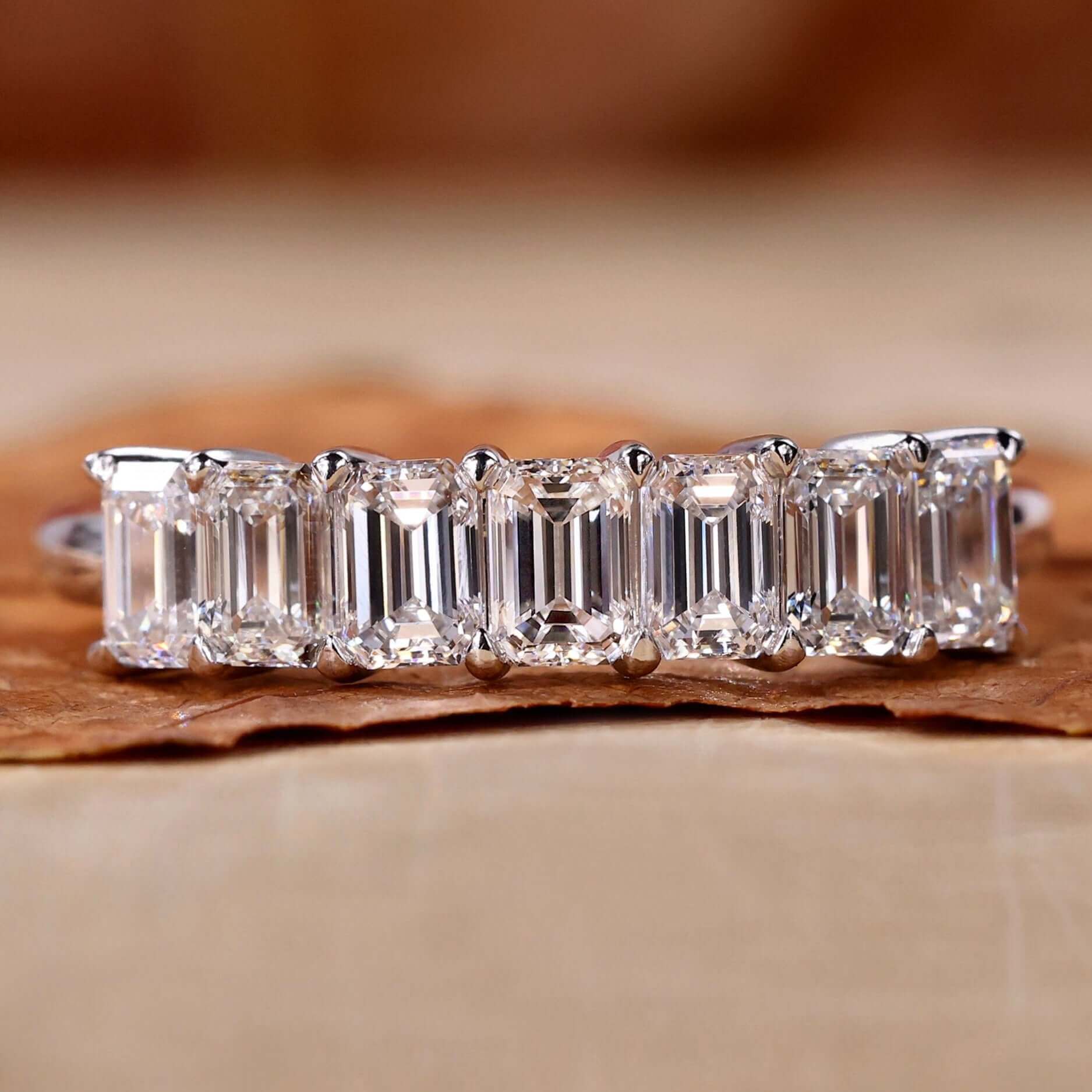 emerald cut lab grown diamond band