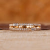 Double row diamond band with baguette and round cuts.
