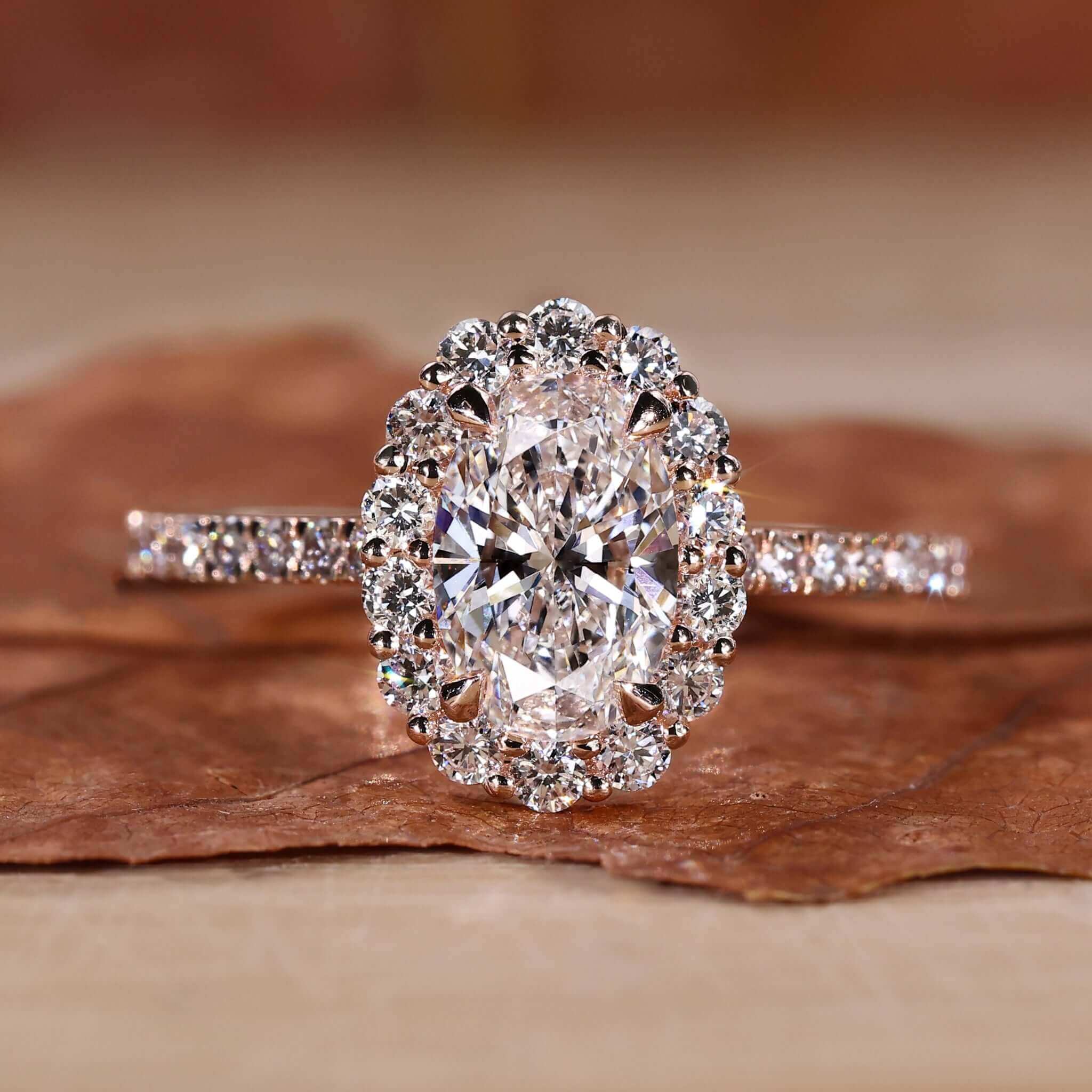 Oval Halo Engagement Ring showcasing exquisite craftsmanship.