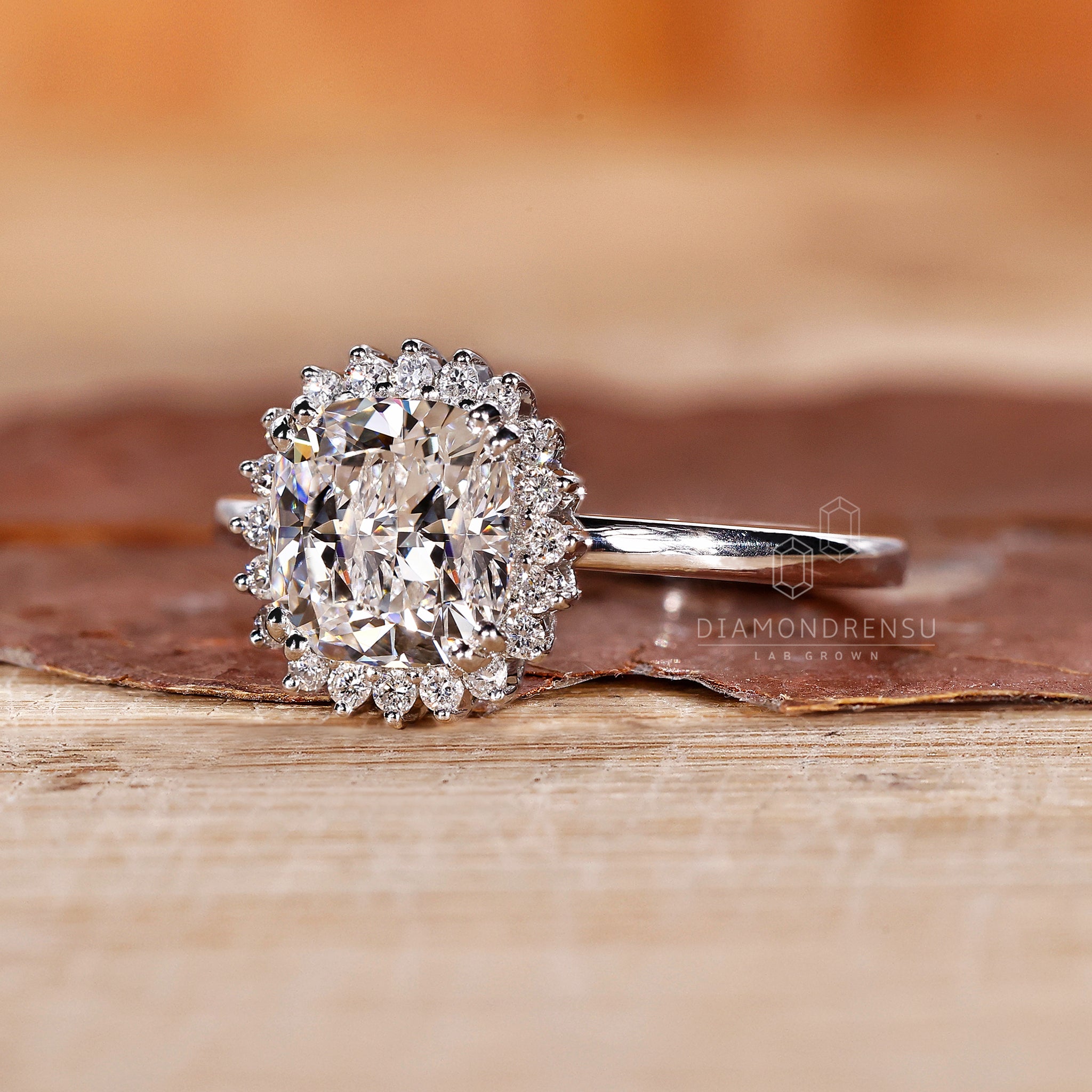 Diamondrensu UK engagement ring styled as Halo Diamond Ring
