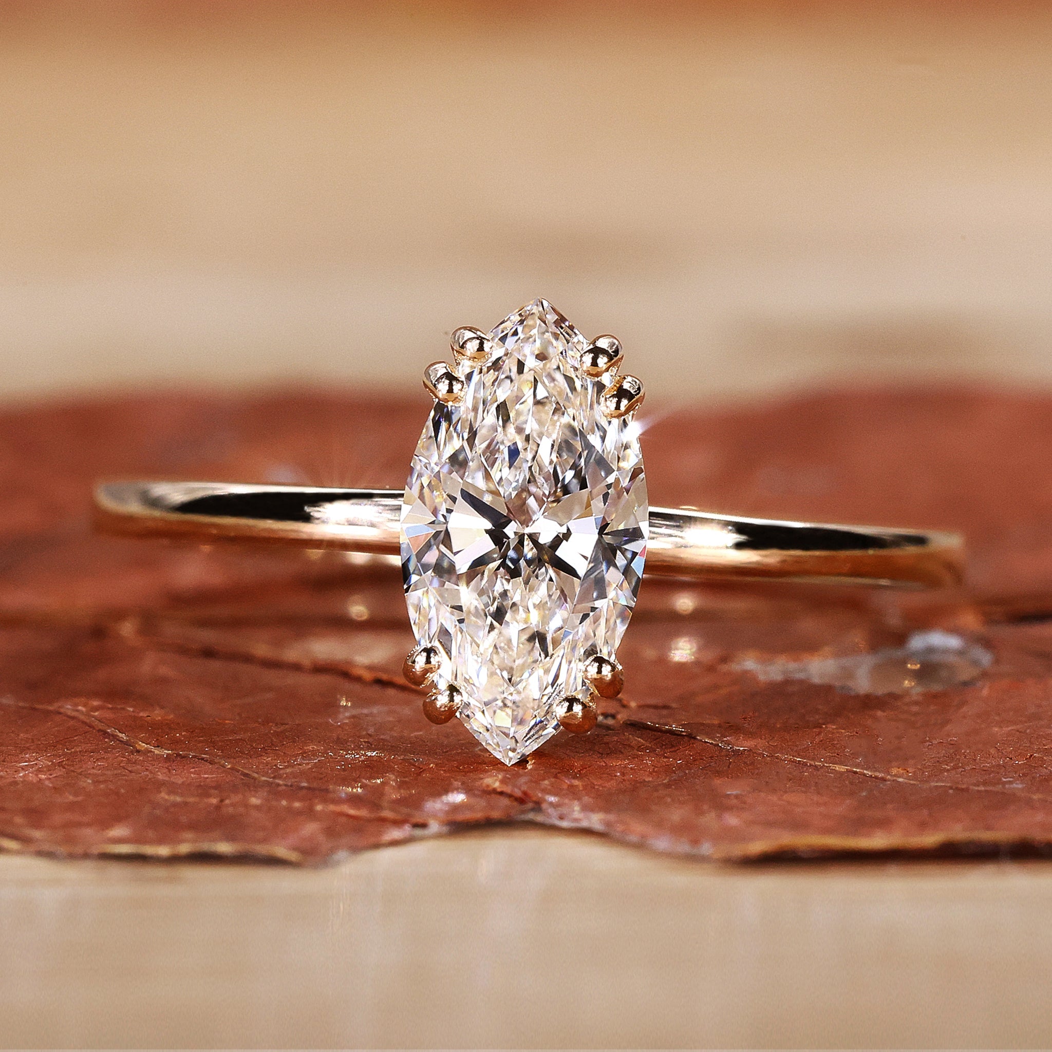 Marquise Diamond Ring with double prong ring
