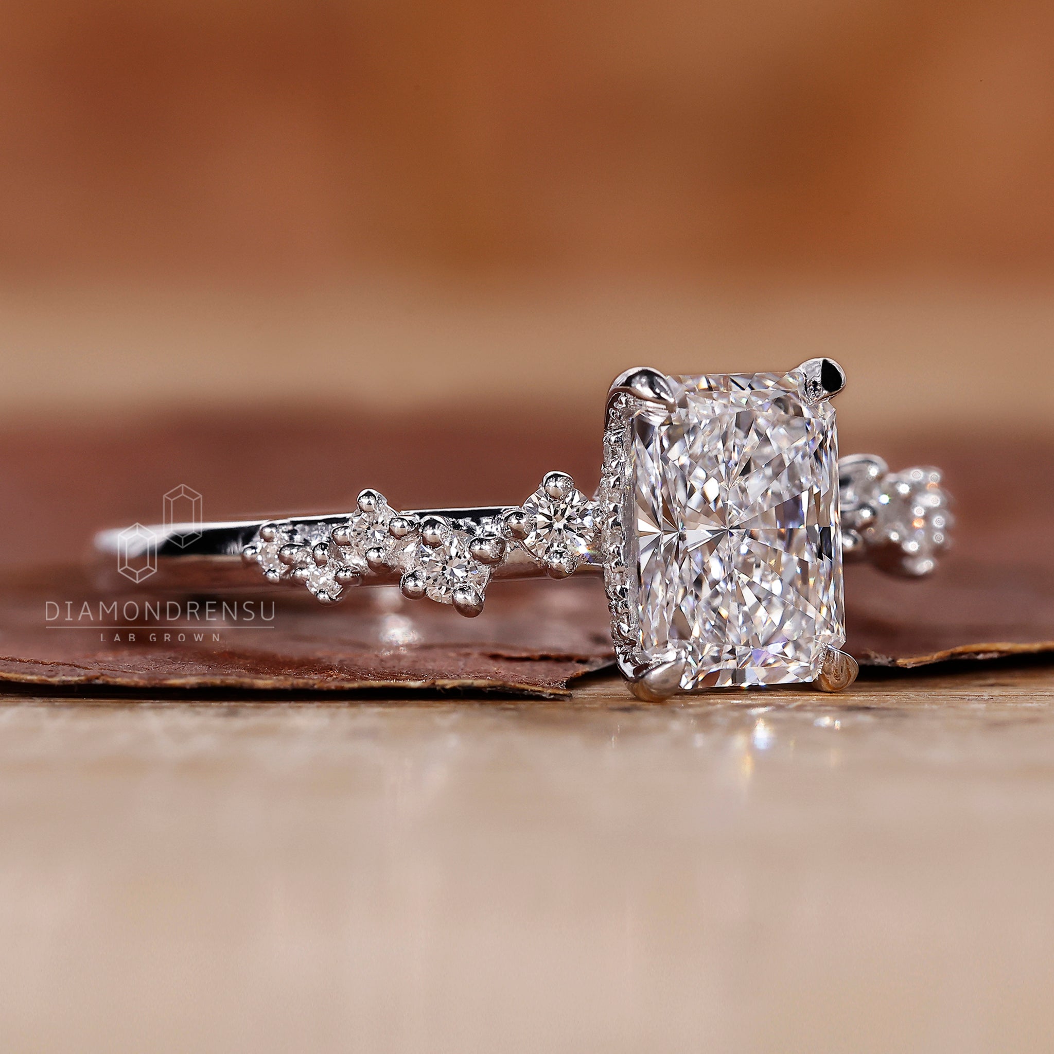 IGI certified lab grown diamond in claw prong ring setting.
