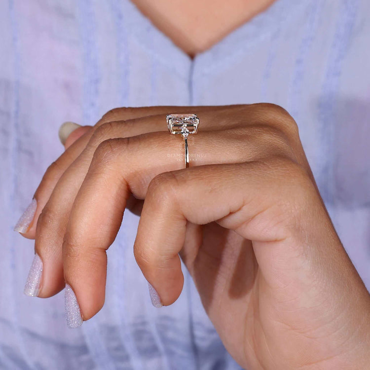 Marquise cut diamond ring with a three stone ring setting, perfect for a diamondrensu UK engagement ring.