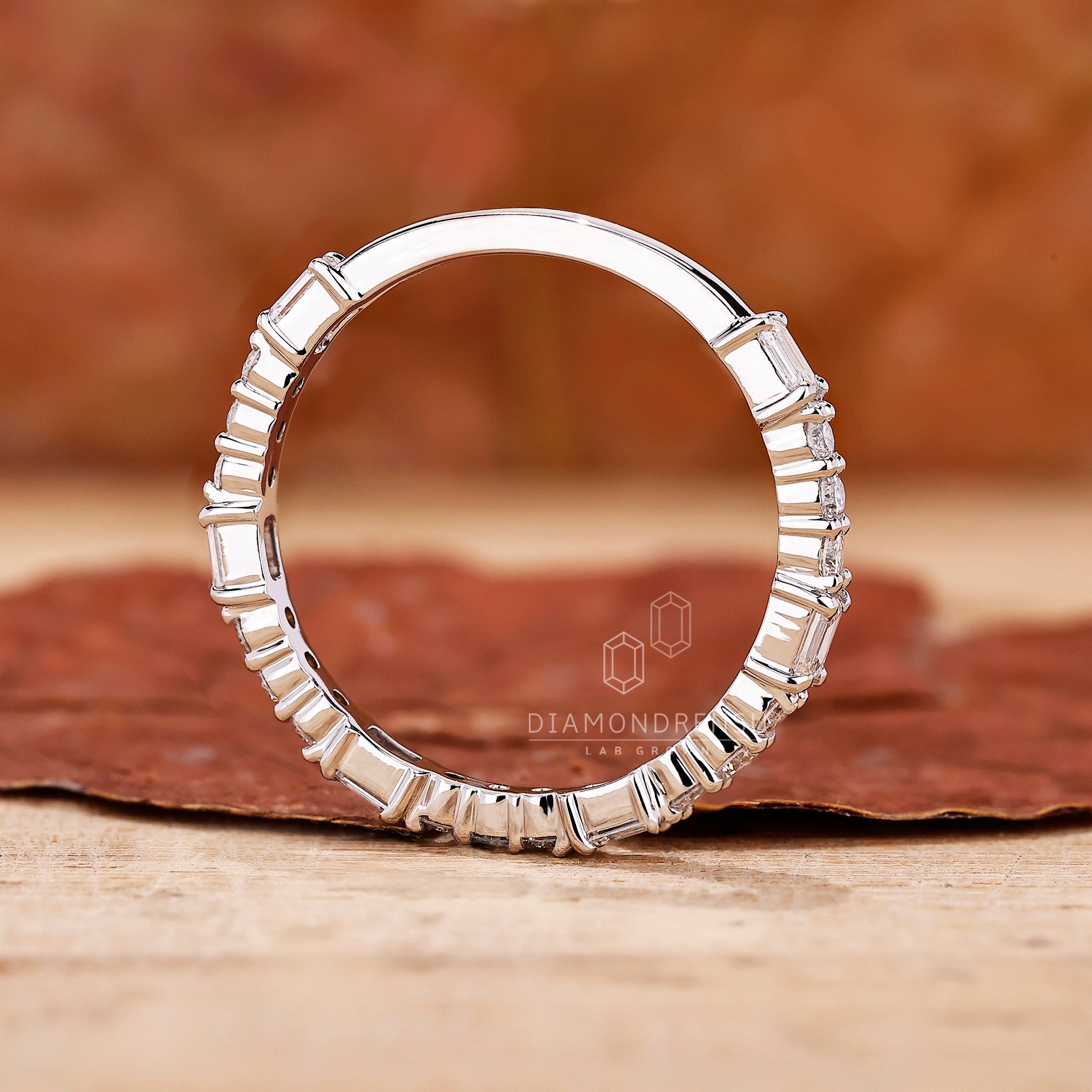Wedding band UK with lab grown diamonds.
