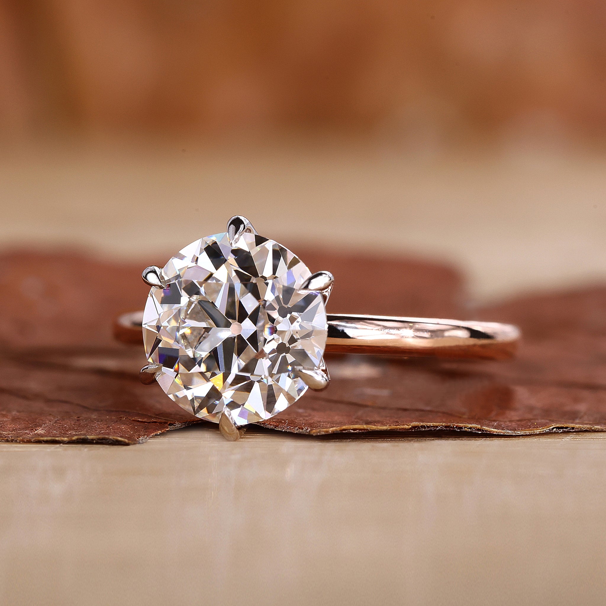 Round Diamond Engagement Ring with Round Old European Cut Ring
