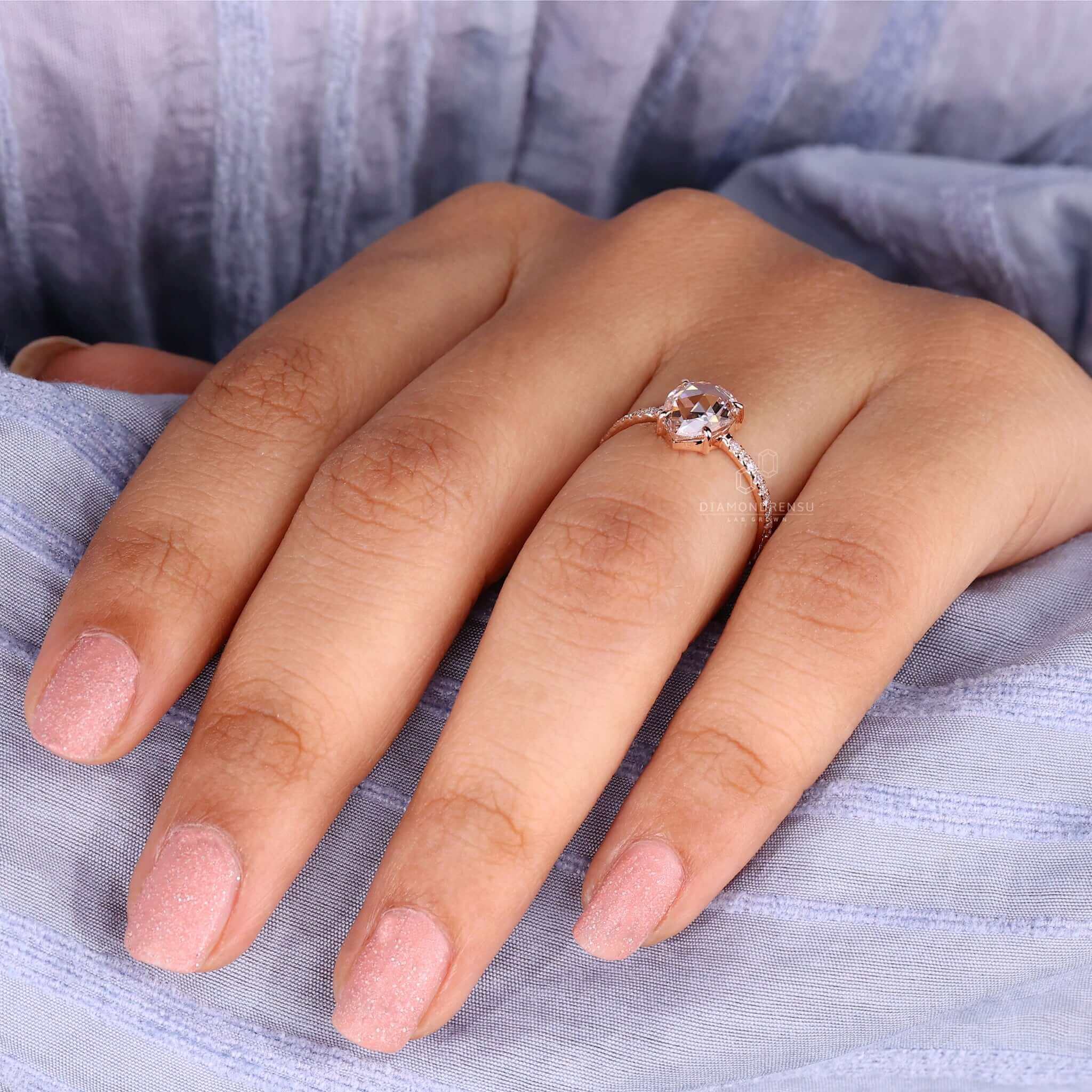 Rose cut ring featuring a pear shaped engagement ring style for women who love elegance.