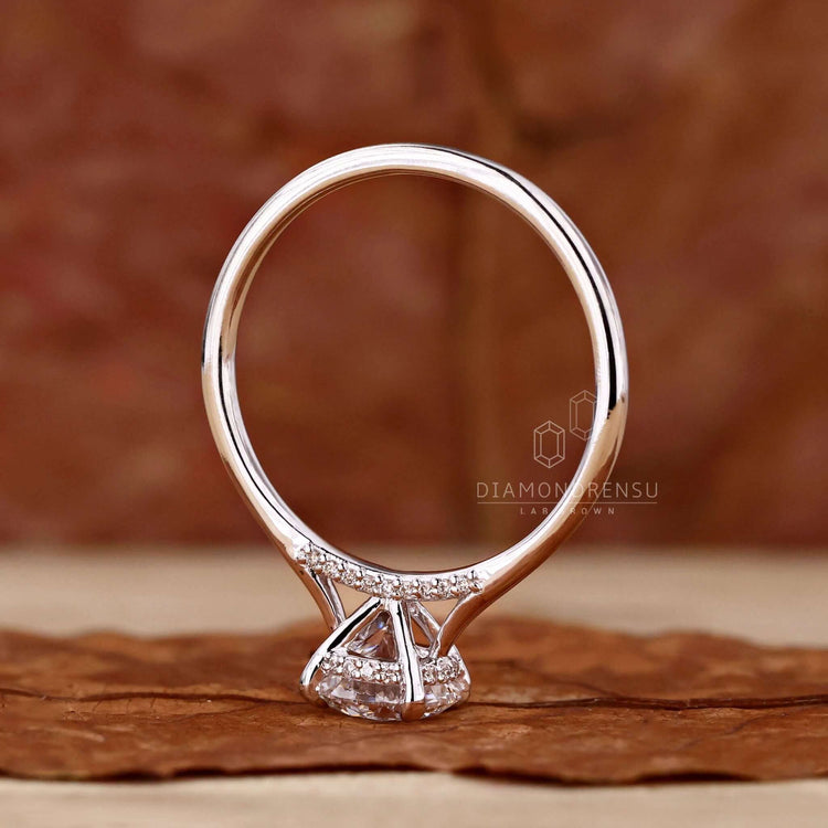 Beautiful bridge ring setting with shimmering accents.