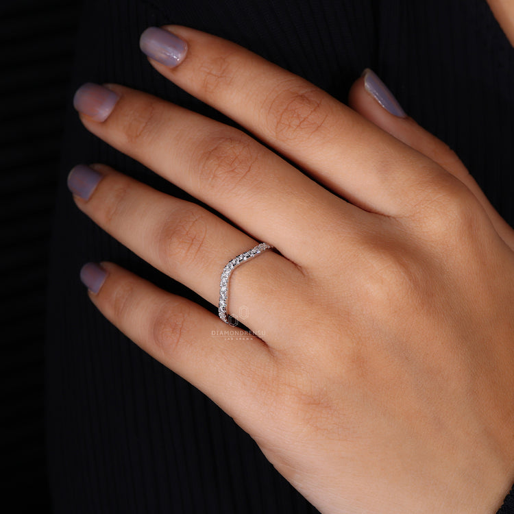 White gold stackable diamond wedding ring UK.
