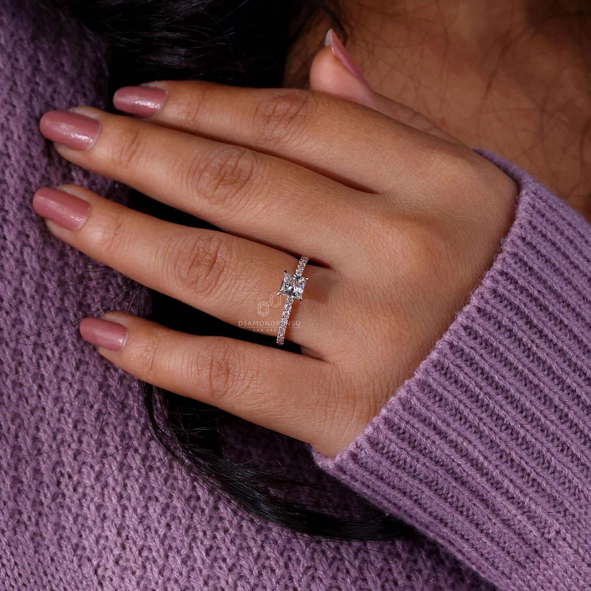 Handmade princess cut diamond ring, perfect for timeless elegance.