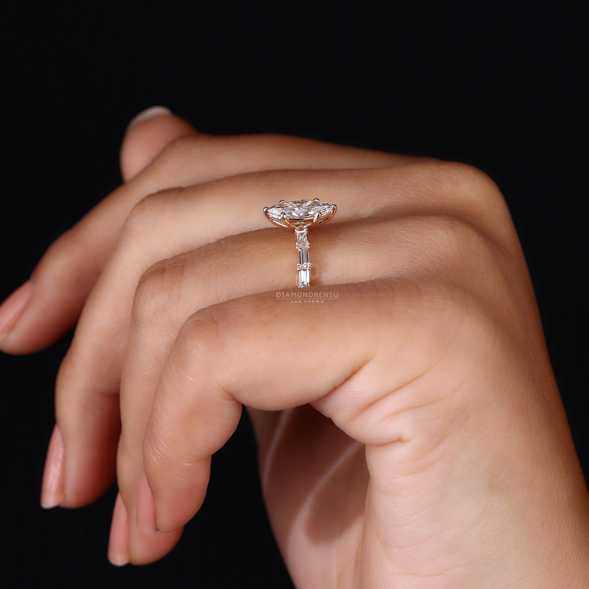 IGI certified marquise cut diamond ring.
