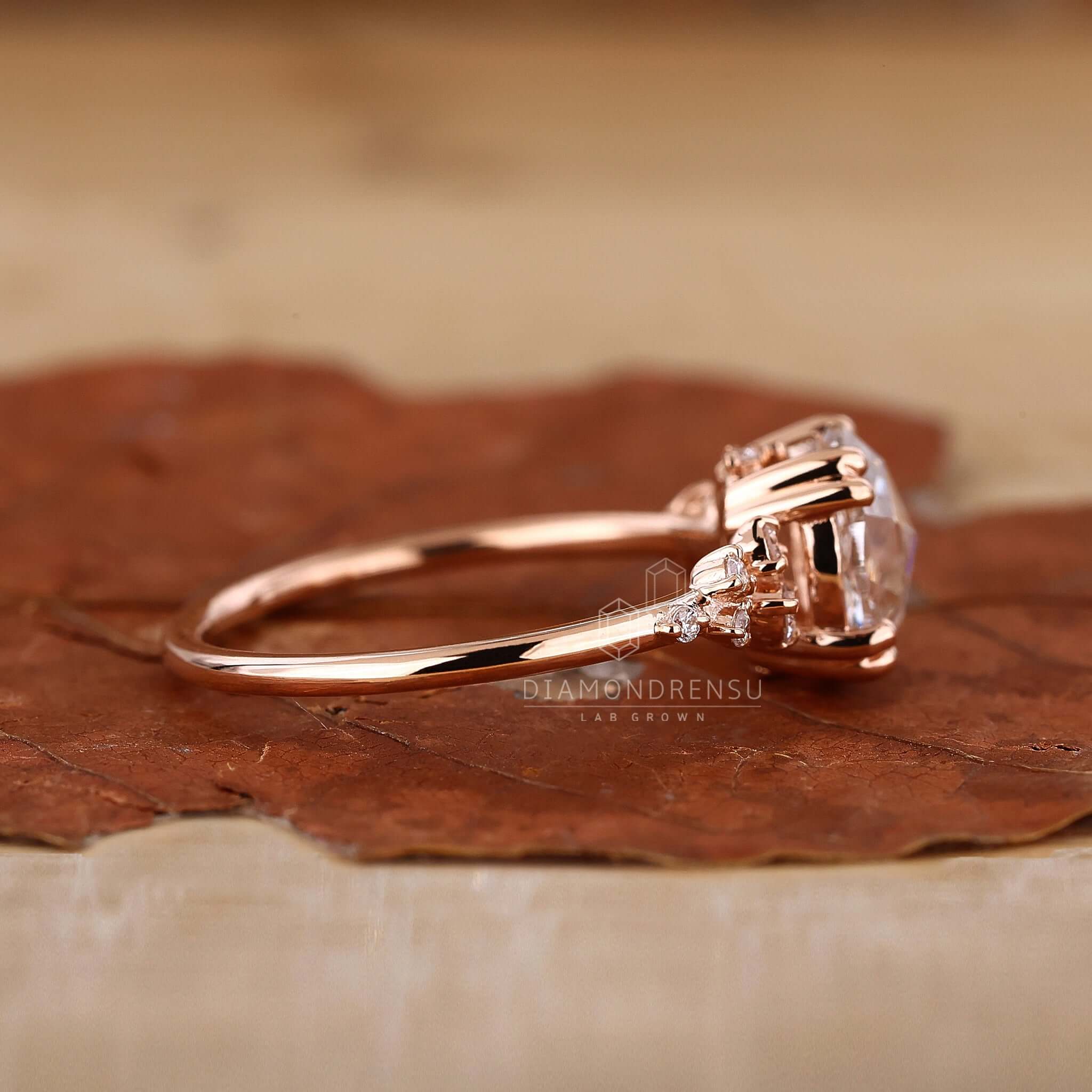 Round Rose Cut Diamond Ring designed to enhance the brilliance of your engagement.