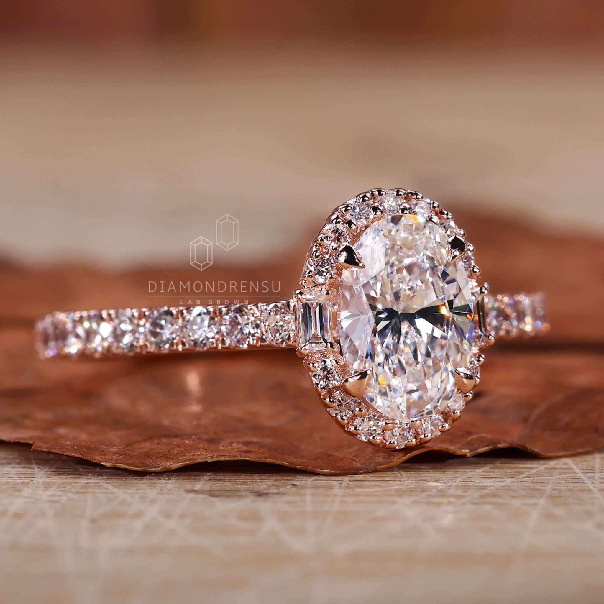 Oval halo diamond engagement ring perfect for UK proposals.