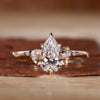 Pear shape diamond ring in a classic handmade design.