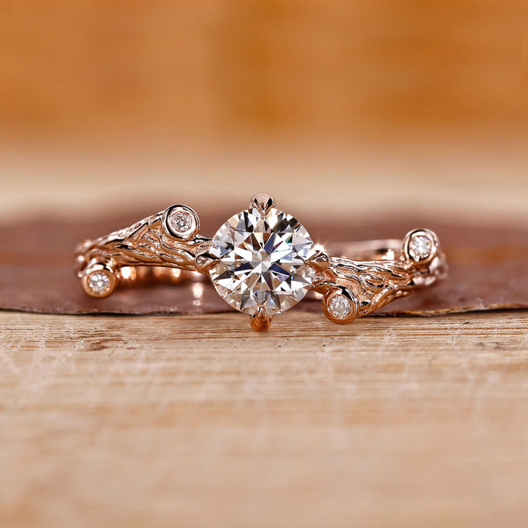 Nature Inspired Engagement Ring in rose gold ring
