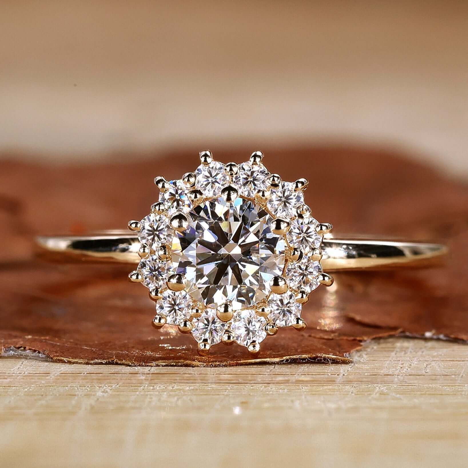 A stunning cluster engagement ring in an elegant prong setting.