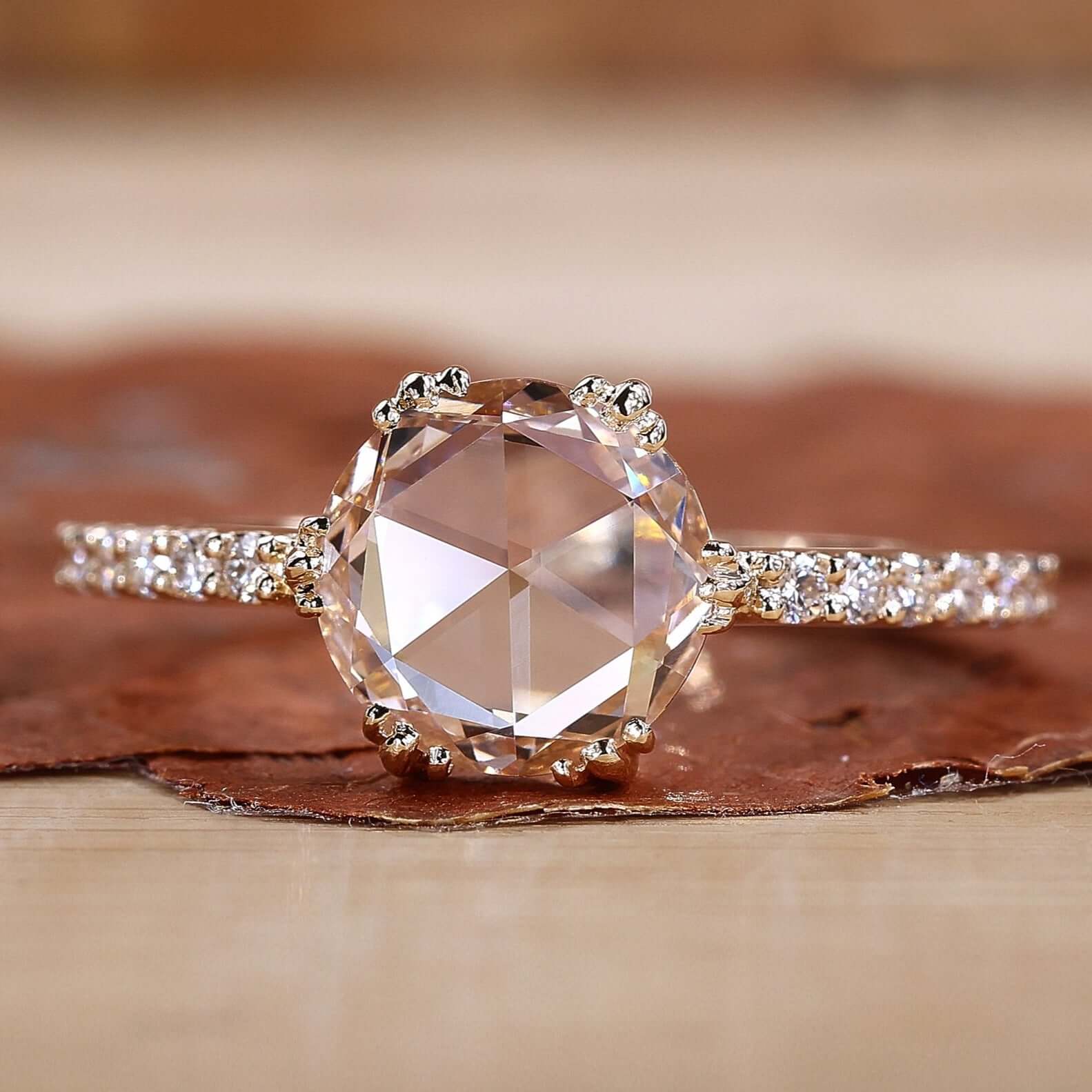 Rose Cut Diamond Ring with a stunning and unique design.