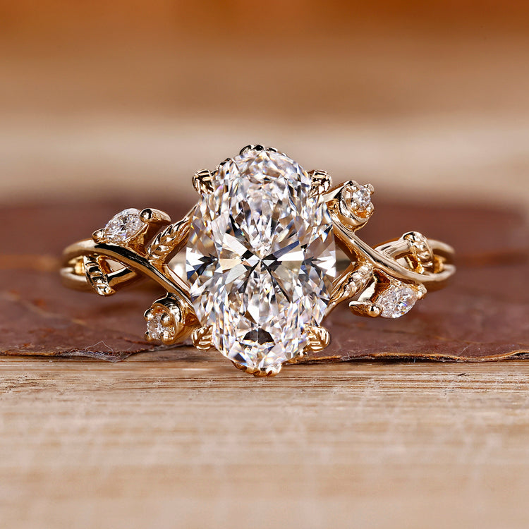 Oval Cut Diamond Nature Inspired Ring