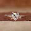 Heart shaped diamond ring in yellow gold.

