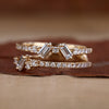 Diamond and baguette wedding band in yellow gold
