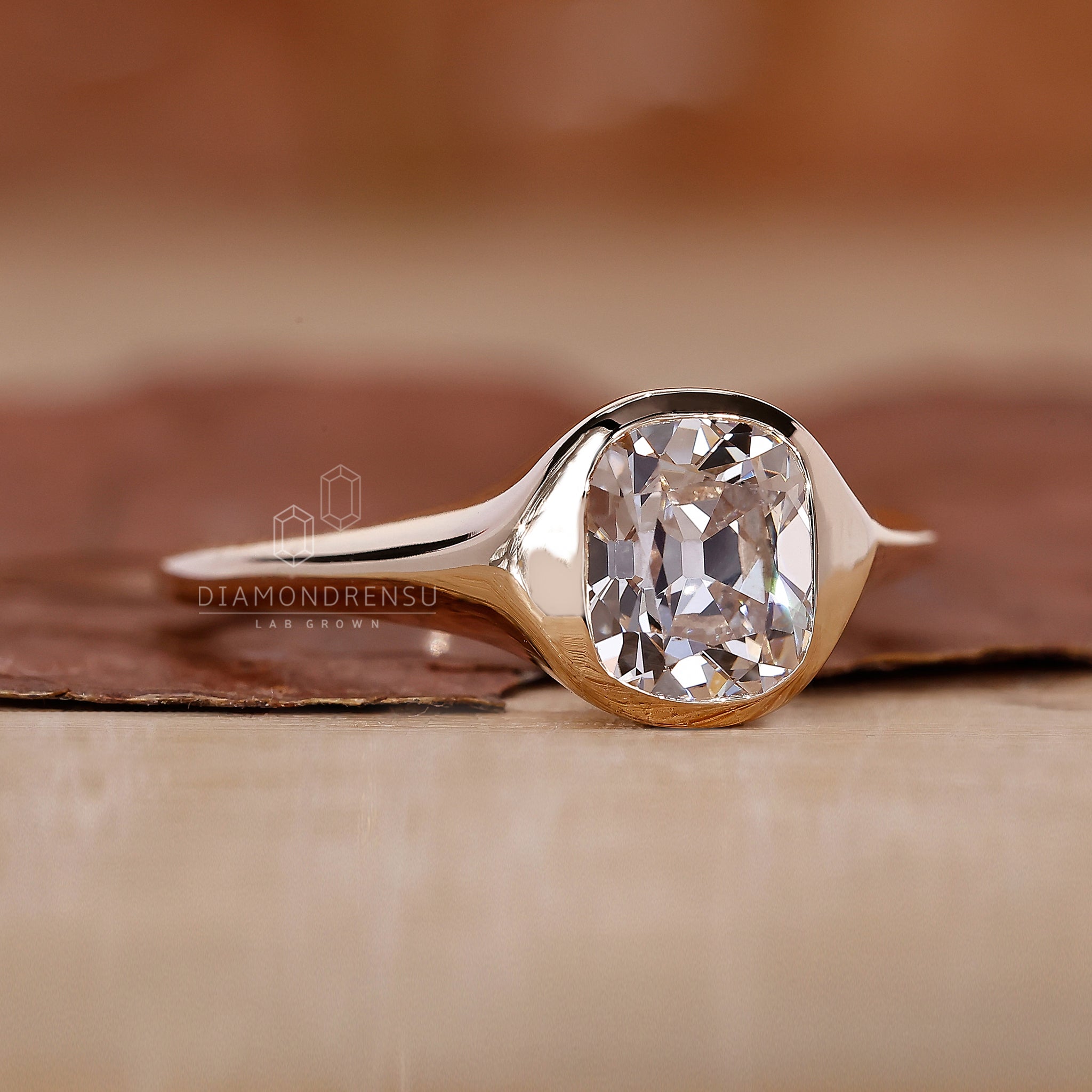 Yellow gold engagement ring as unique engagement ring.
