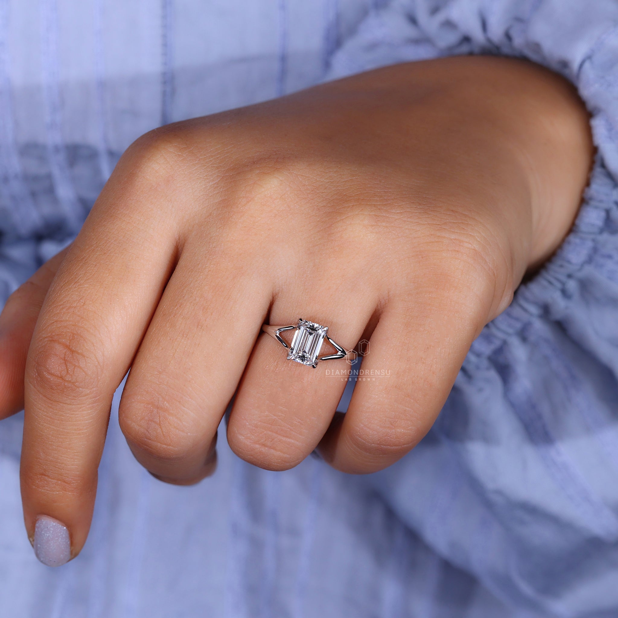 Lab grown diamond in a unique handmade ring.