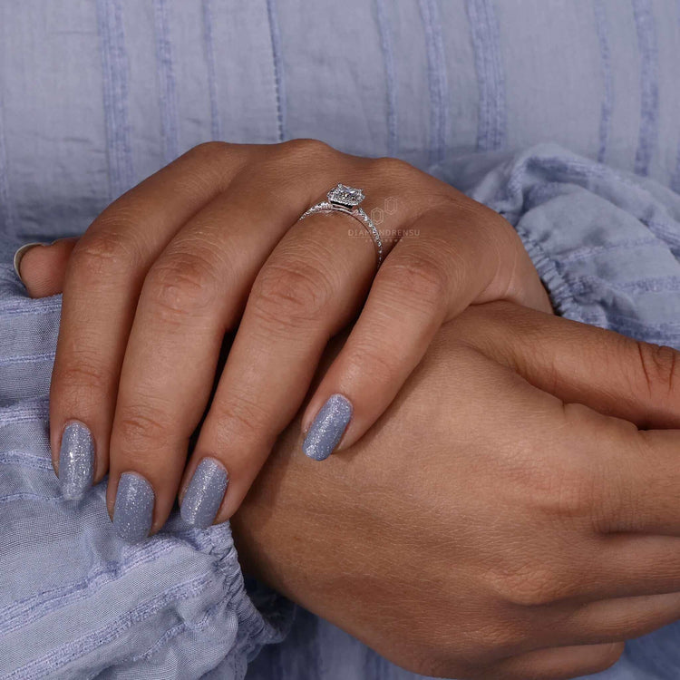 Unique engagement ring with a lab-grown diamond, designed with care.