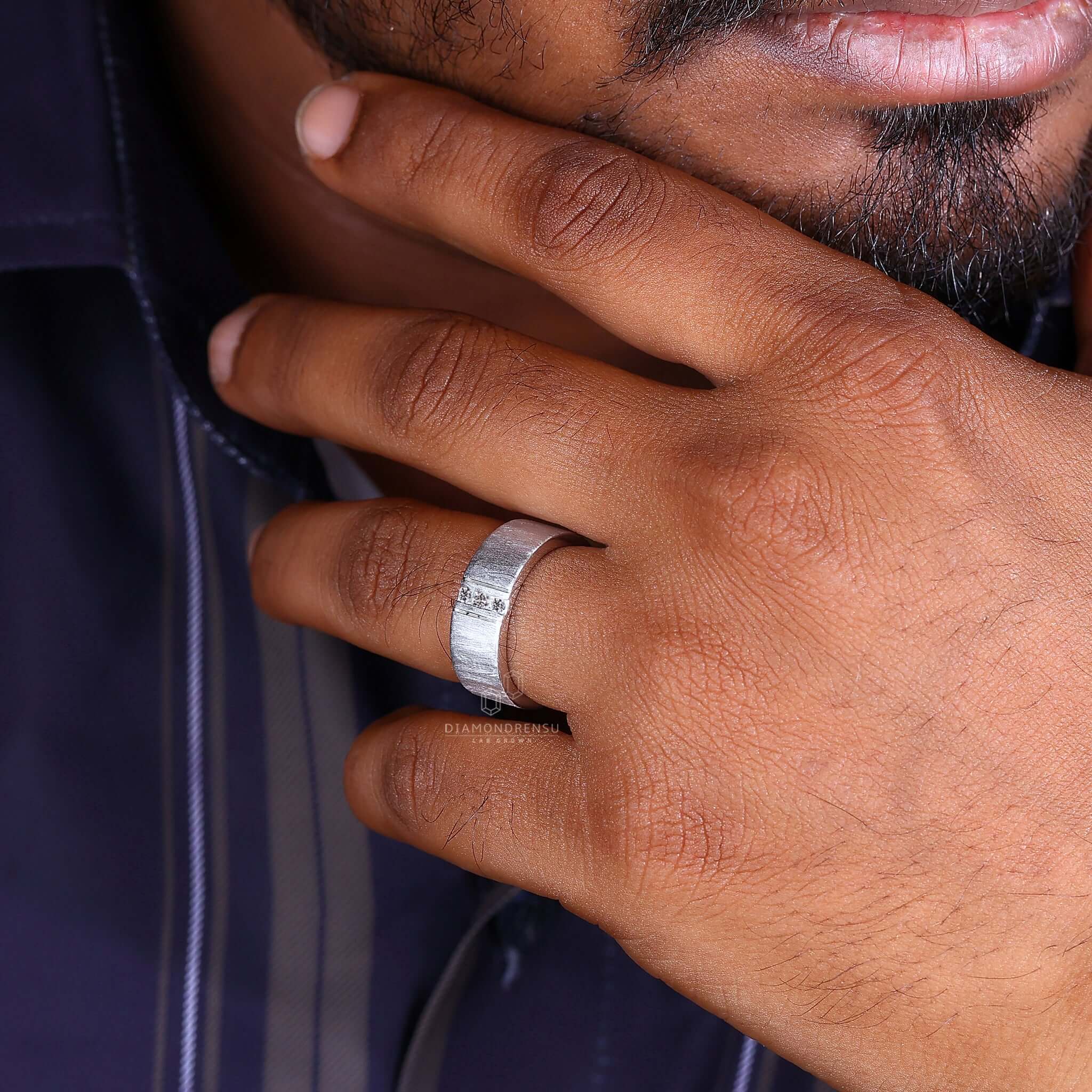 White Gold Signet Ring Mens designed with a masculine edge.