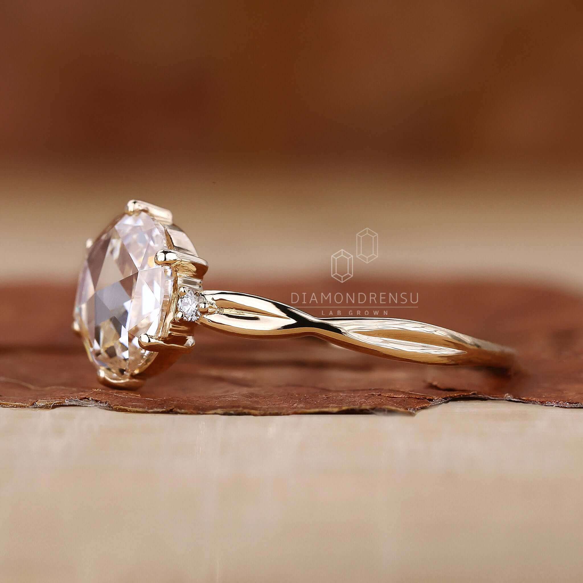 Elegant rose diamond design featured in a handcrafted ring for a luxurious finish.